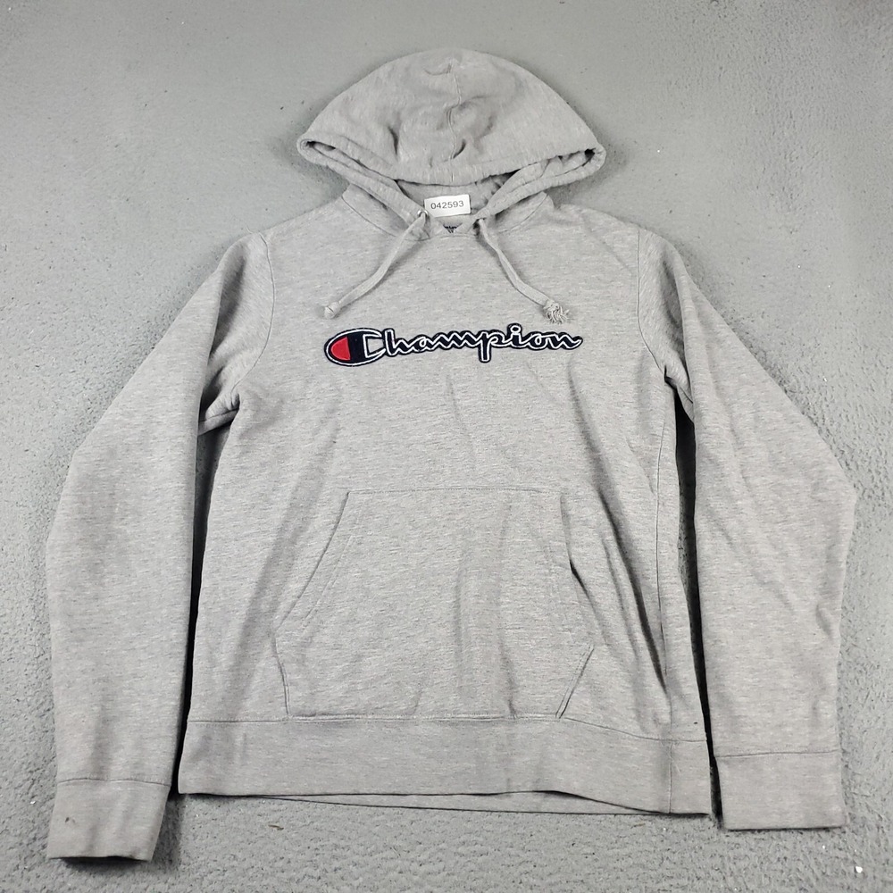 Champion Mens Small Gray Hoodie Pullover Sweatshirt Script Logo Logo S